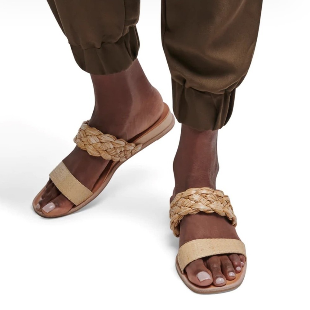 NEW Dolce Vita Beige Braided Raffia Persey Slide Sandals - Picture 7 of 8